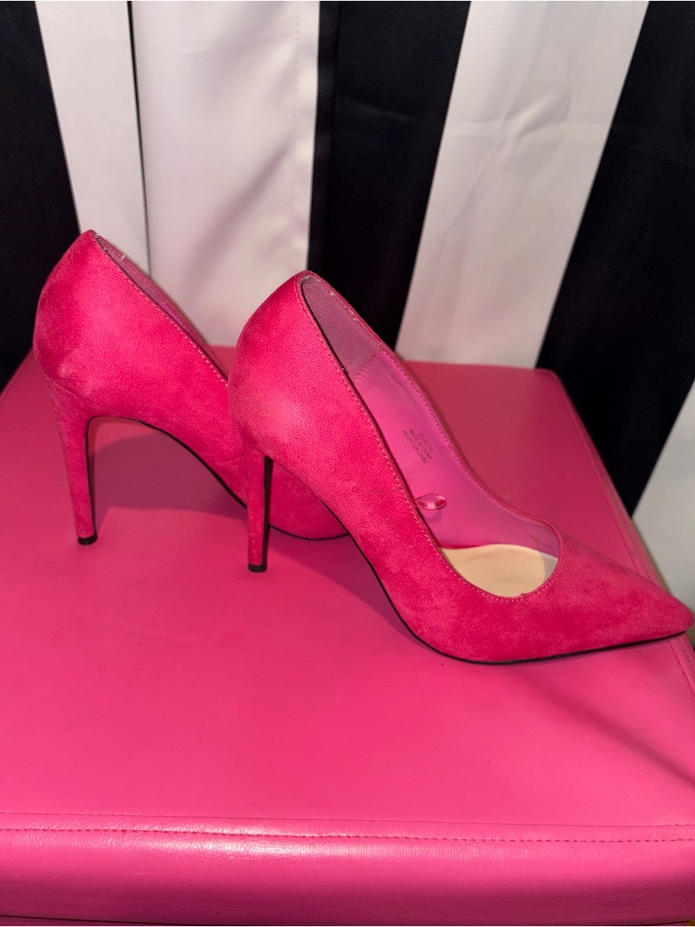 Forever 21 Bright Pink Suede Pointed-Toe Stiletto Heels